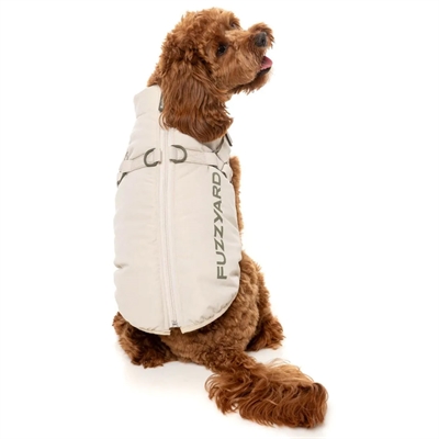 Fuzzyard Designer Hundjacka Med Sele Modell Horizon Beige